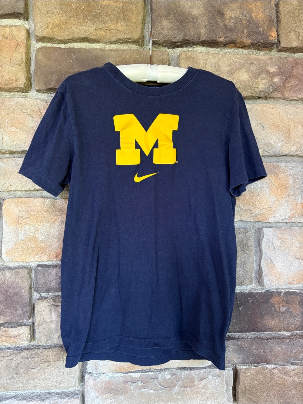 University of Michigan Nike Navy T-Shirt with Yellow 'M' and Swoosh